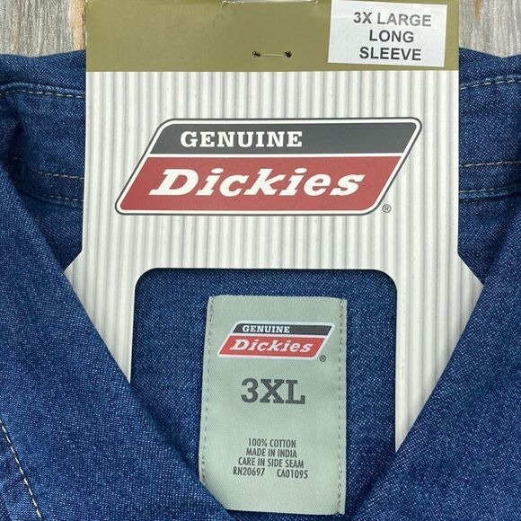 Big Mens Genuine Dickies Heavyweight Long Sleeve Denim Button Down Shirt Size 3X - Picture 3 of 5